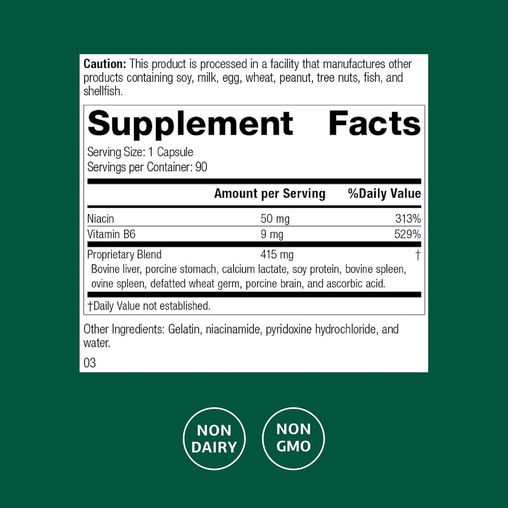 Standard Process Niacinamide B6, Energy Metabolism Support, 90 Capsules