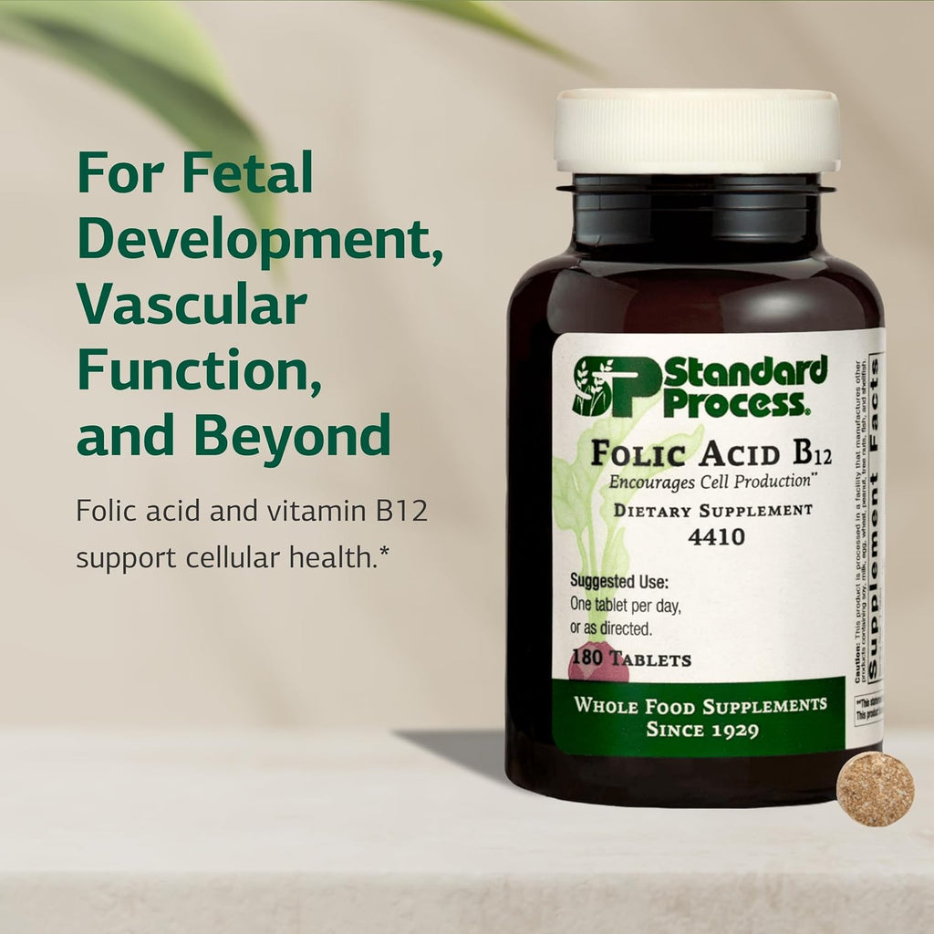 Standard Process Folic Acid B12, Healthy Cell Production, 180 Tablets
