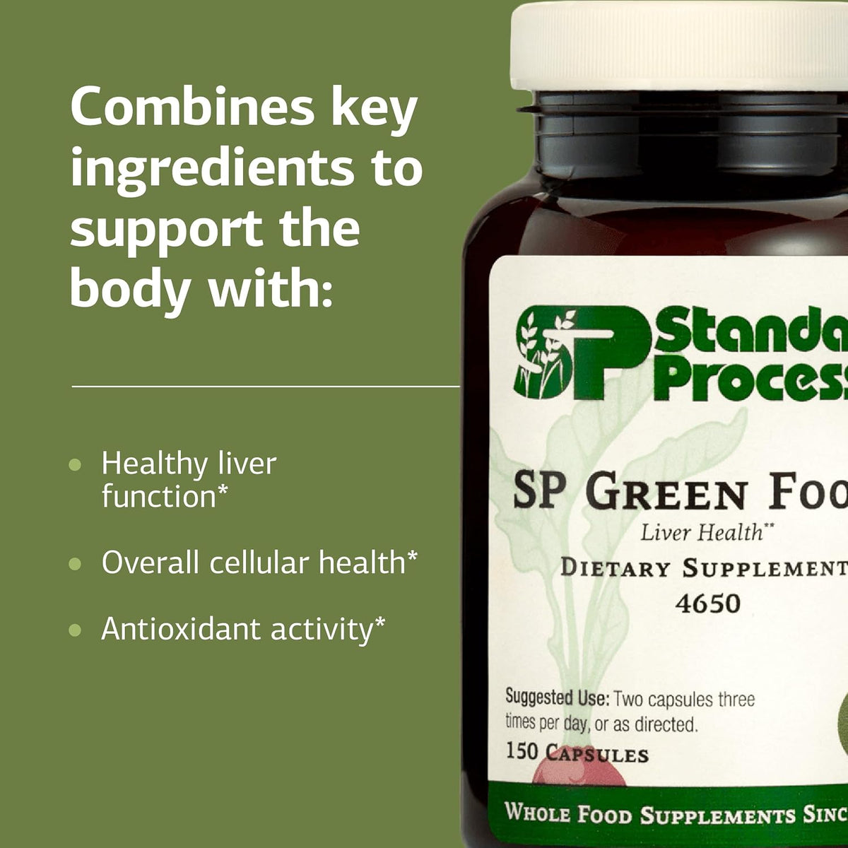 Standard Process SP Green Food, Whole Food Metabolism Support, 150 Capsules