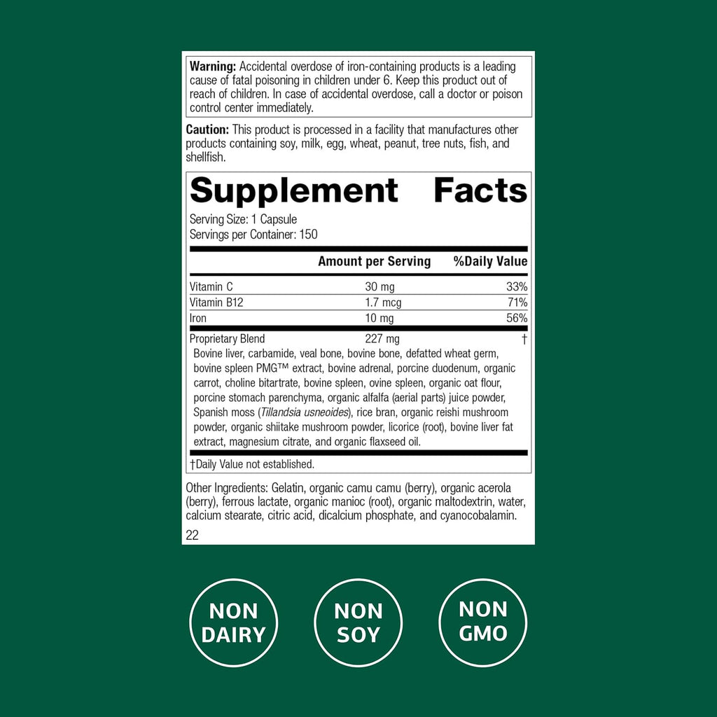 Standard Process Ferrofood, Blood Health & Iron Support, 150 Capsules