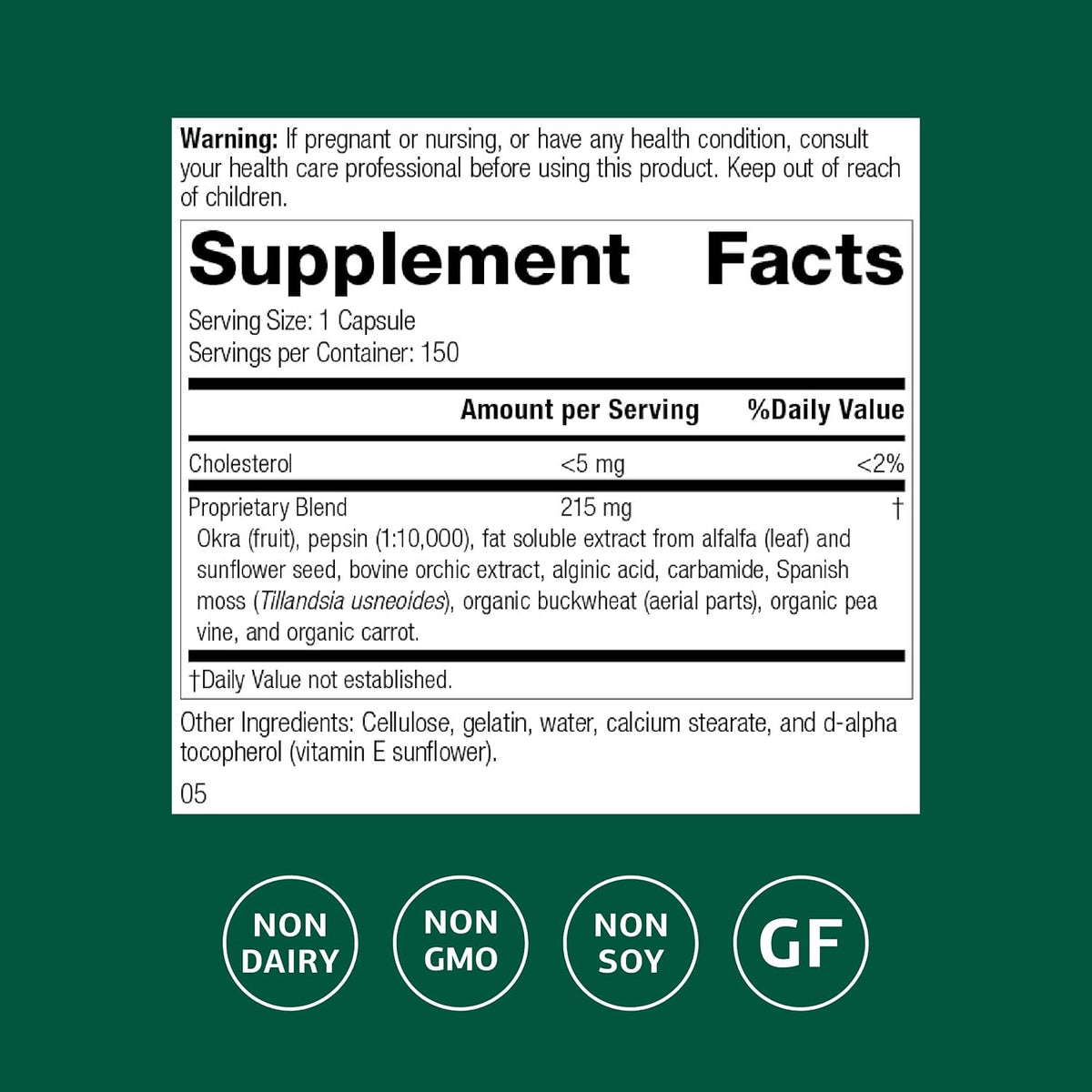 Standard Process Okra Pepsin E3, GI & Protein Digestion Aid, 150 Capsules