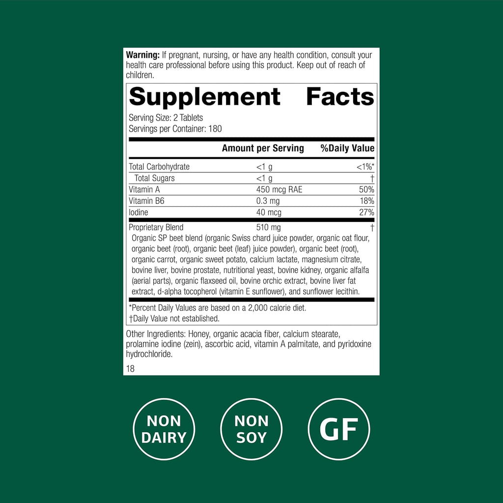 Standard Process A-F Betafood, Gallbladder Supplement, 360 Tablets