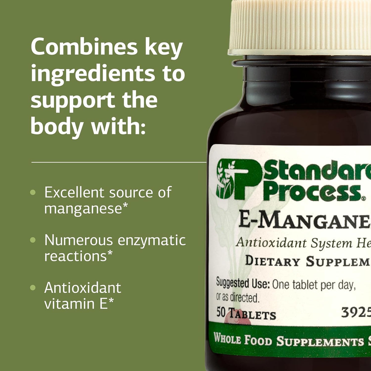 Standard Process E-Manganese, for Antioxidant & Cellular Health, 50 Tablets