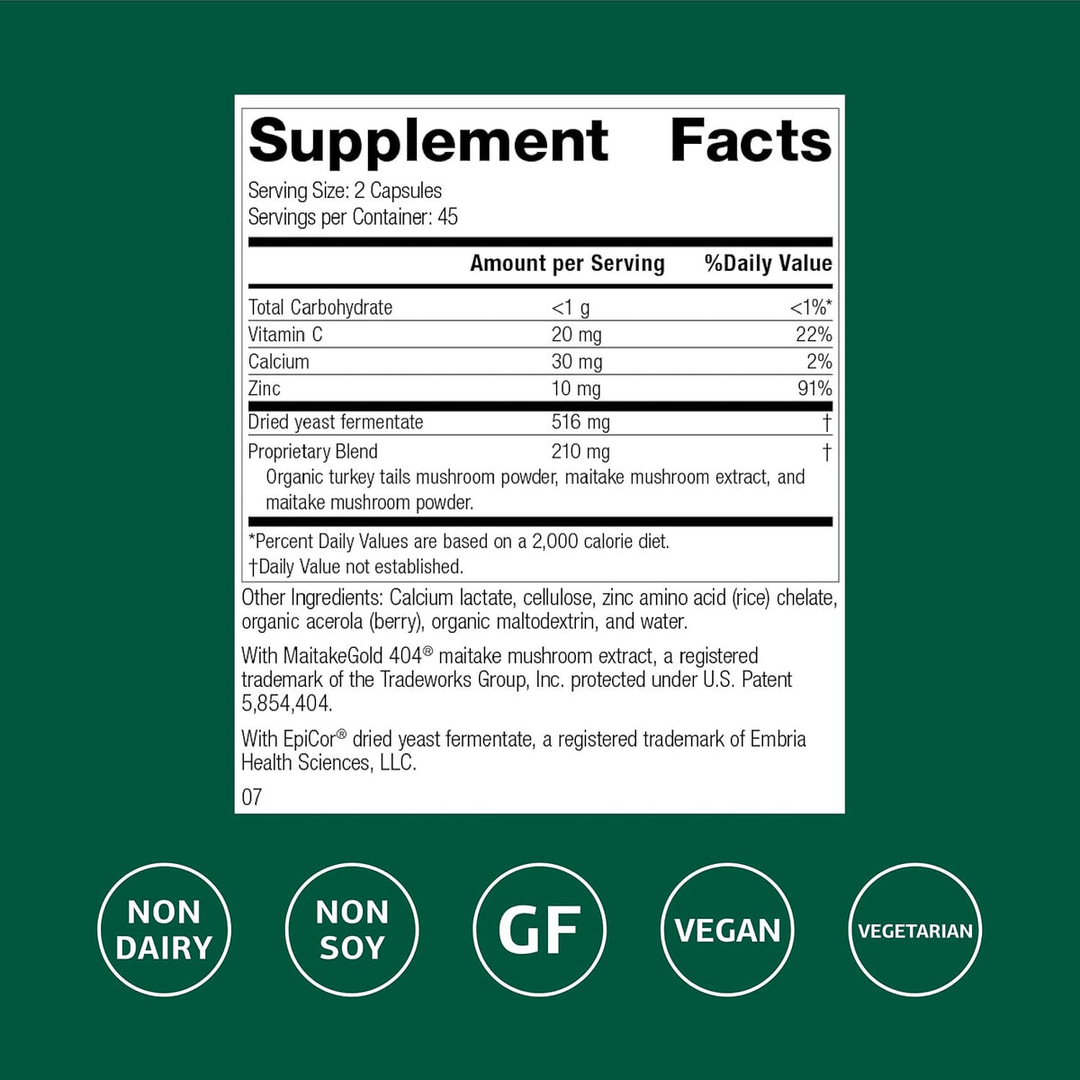 Standard Process Epimune Complex, Respiratory & Immune Health, 90 Capsules