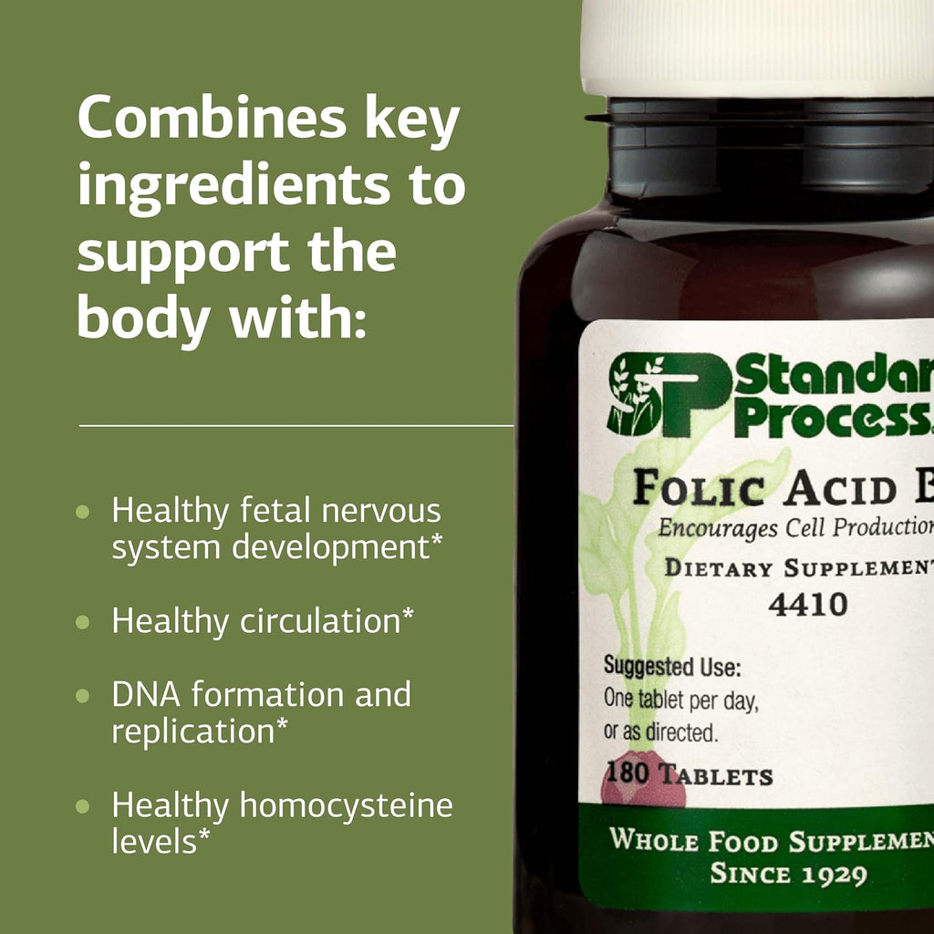 Standard Process Folic Acid B12, Healthy Cell Production, 180 Tablets