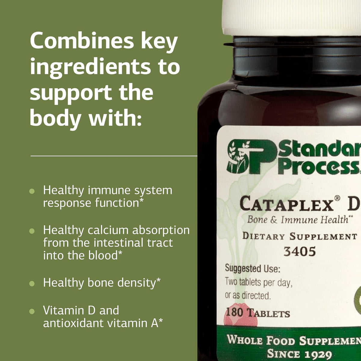 Standard Process Cataplex D, Immune & Bone Health Supplement, 180 Tablets