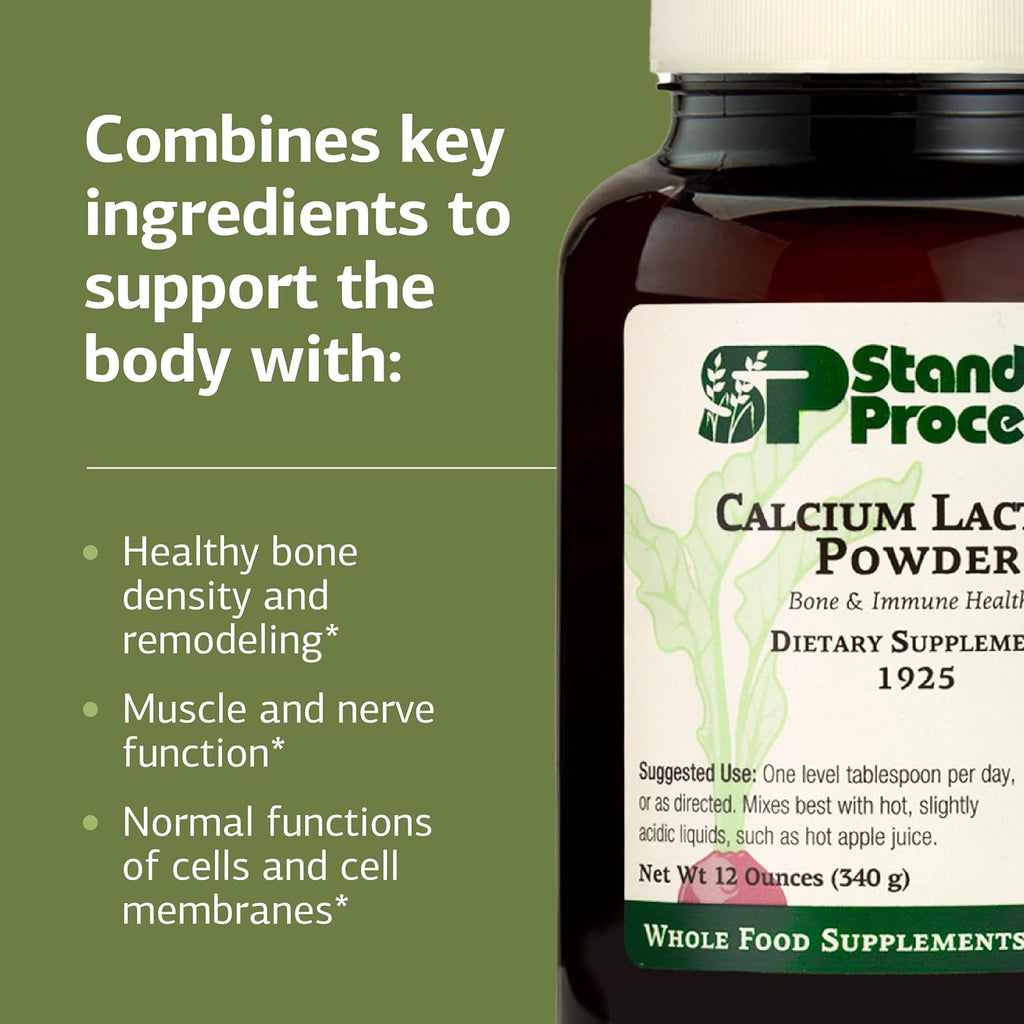 Standard Process Calcium Lactate Powder, Bone & Immune Supplement, 12 oz
