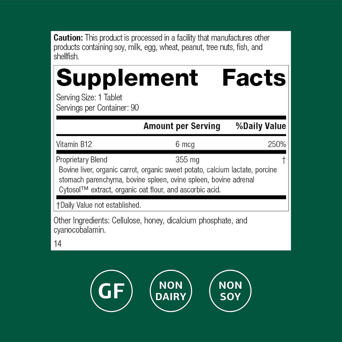 Standard Process Cataplex B12, Blood & Nervous System Support, 90 Tablets