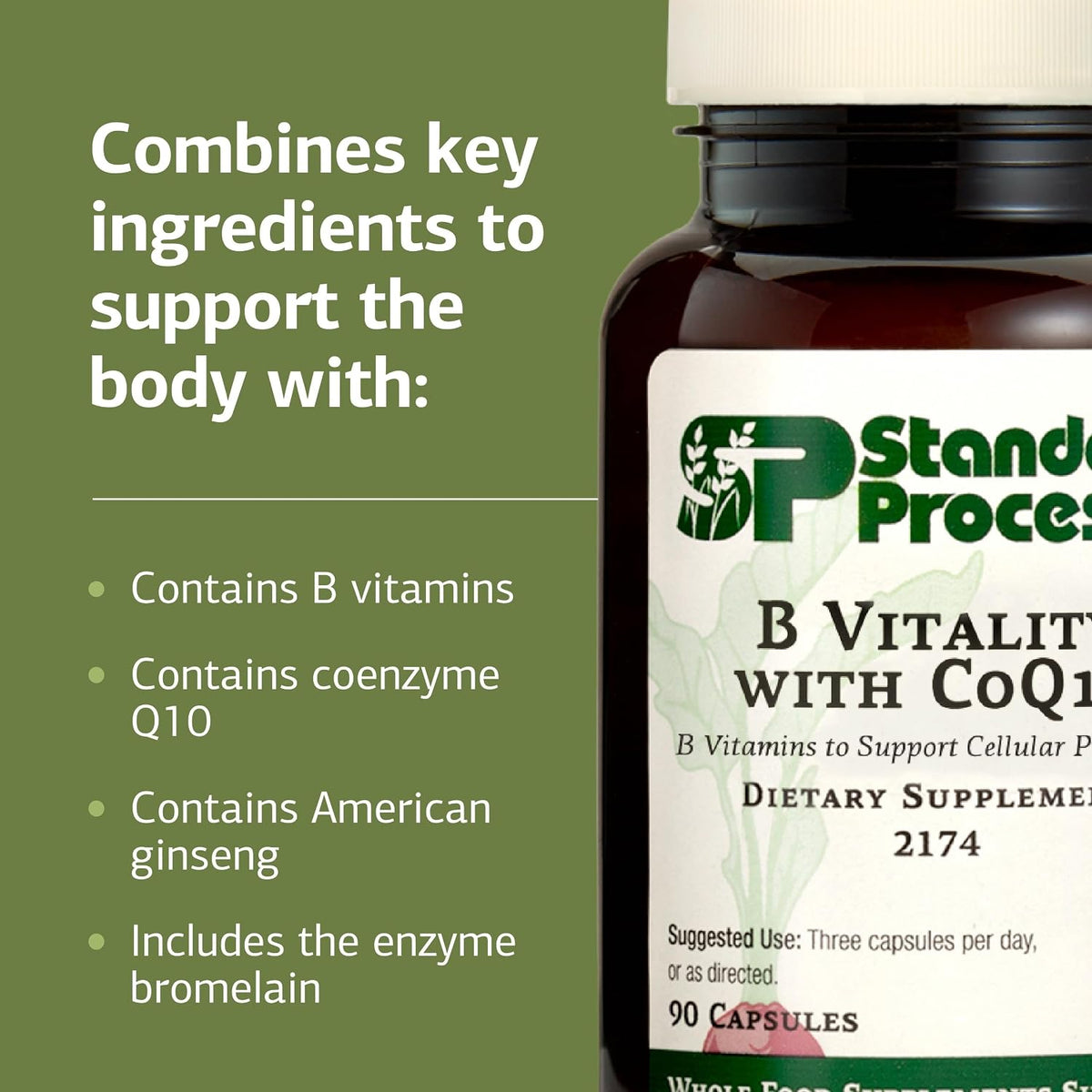 Standard Process B Vitality with CoQ10, B Vitamins Supplement, 90 Capsules