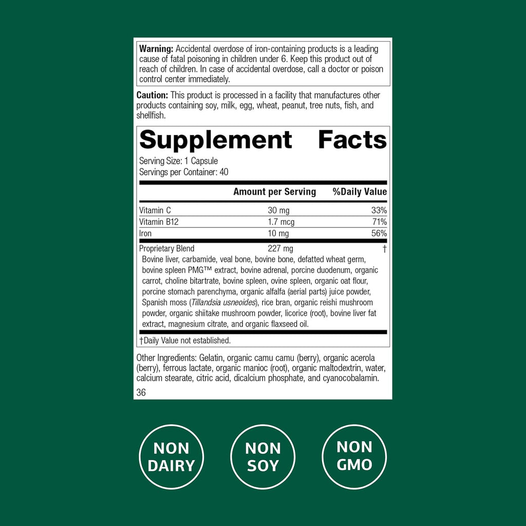 Standard Process Ferrofood, Blood Health & Iron Support, 40 Capsules