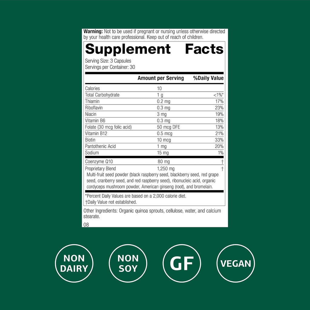 Standard Process B Vitality with CoQ10, B Vitamins Supplement, 90 Capsules