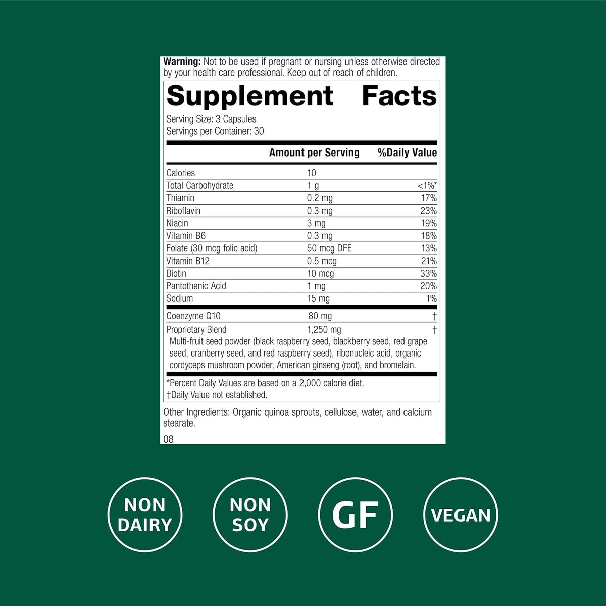 Standard Process B Vitality with CoQ10, B Vitamins Supplement, 90 Capsules