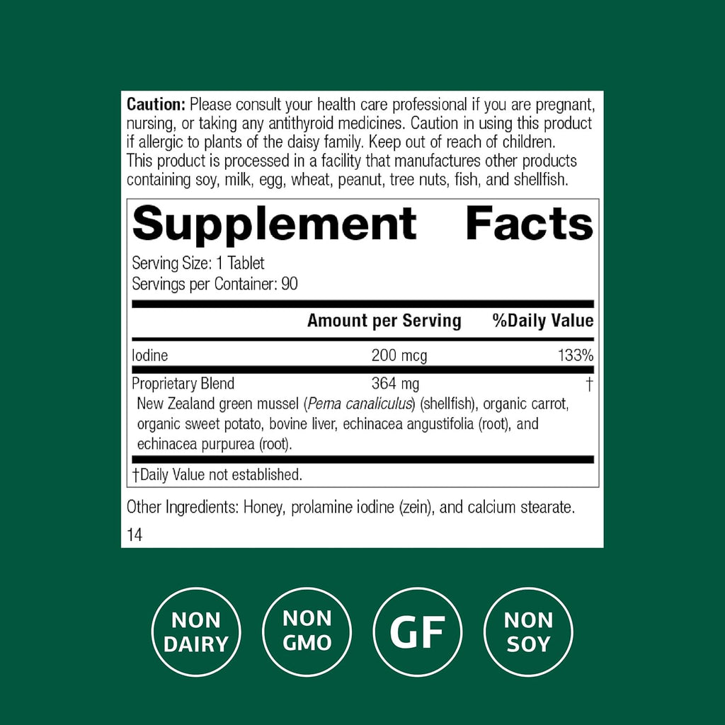 Standard Process Iodomere, Thyroid Hormone Production Suupport, 90 Tablets