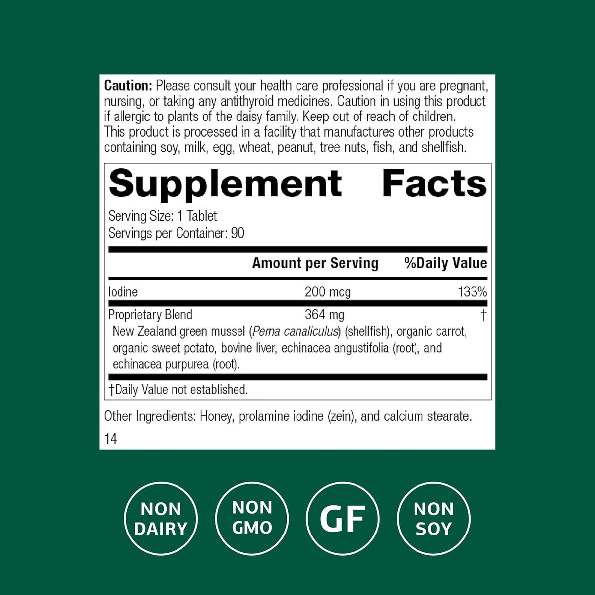 Standard Process Iodomere, Thyroid Hormone Production Suupport, 90 Tablets