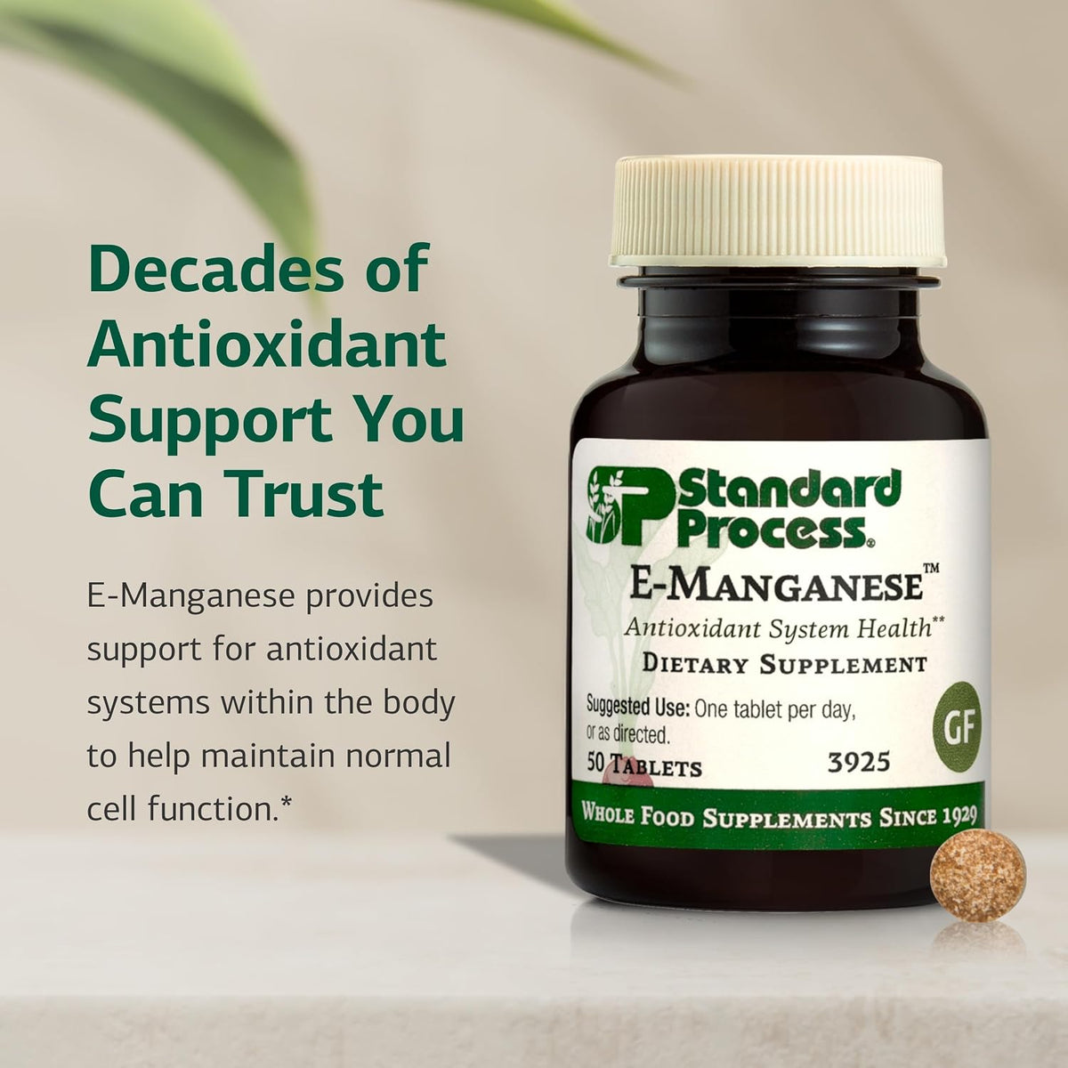 Standard Process E-Manganese, for Antioxidant & Cellular Health, 50 Tablets