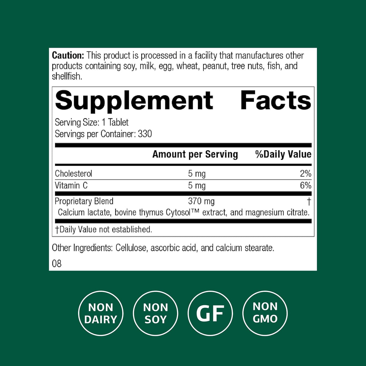 Standard Process Thymex Cytosol Extract, Immune Health, 330 Tablets