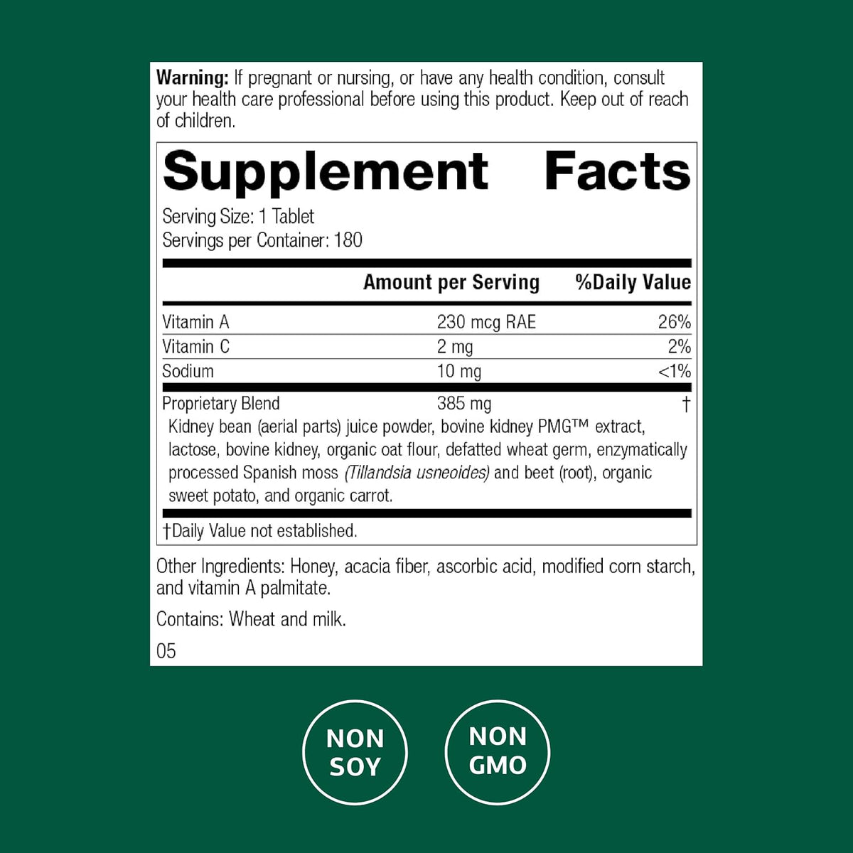 Standard Process Renafood, Kidney Function Support Supplement, 180 Tablets