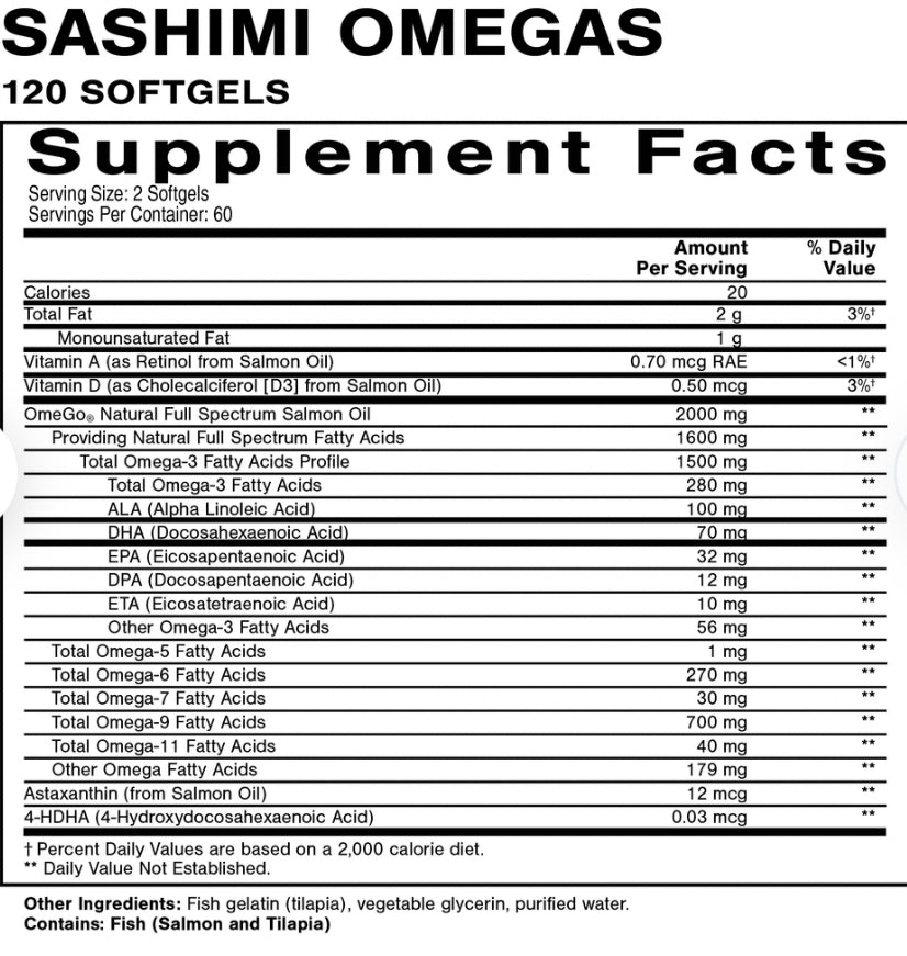 Sashimi Omegas Full Spectrum Salmon Oil
Quicksilver Scientific