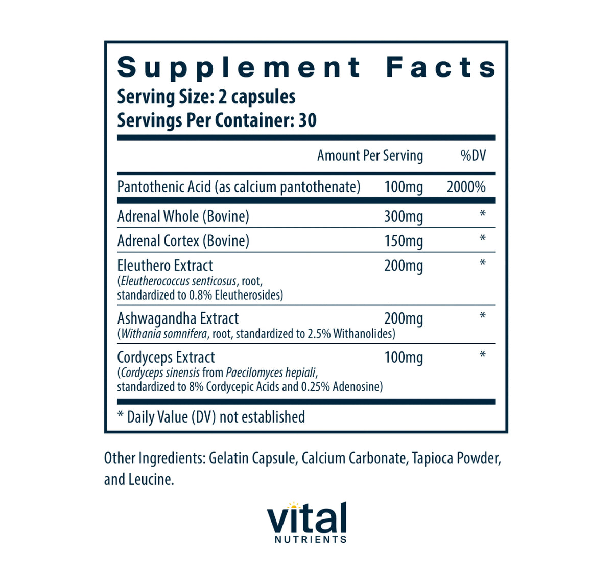 Vital Nutrients Adrenal Support 120Ct