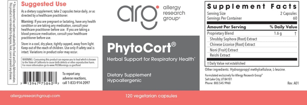 Allergy Research Group PhytoCort 120 Vegeterian Capsules