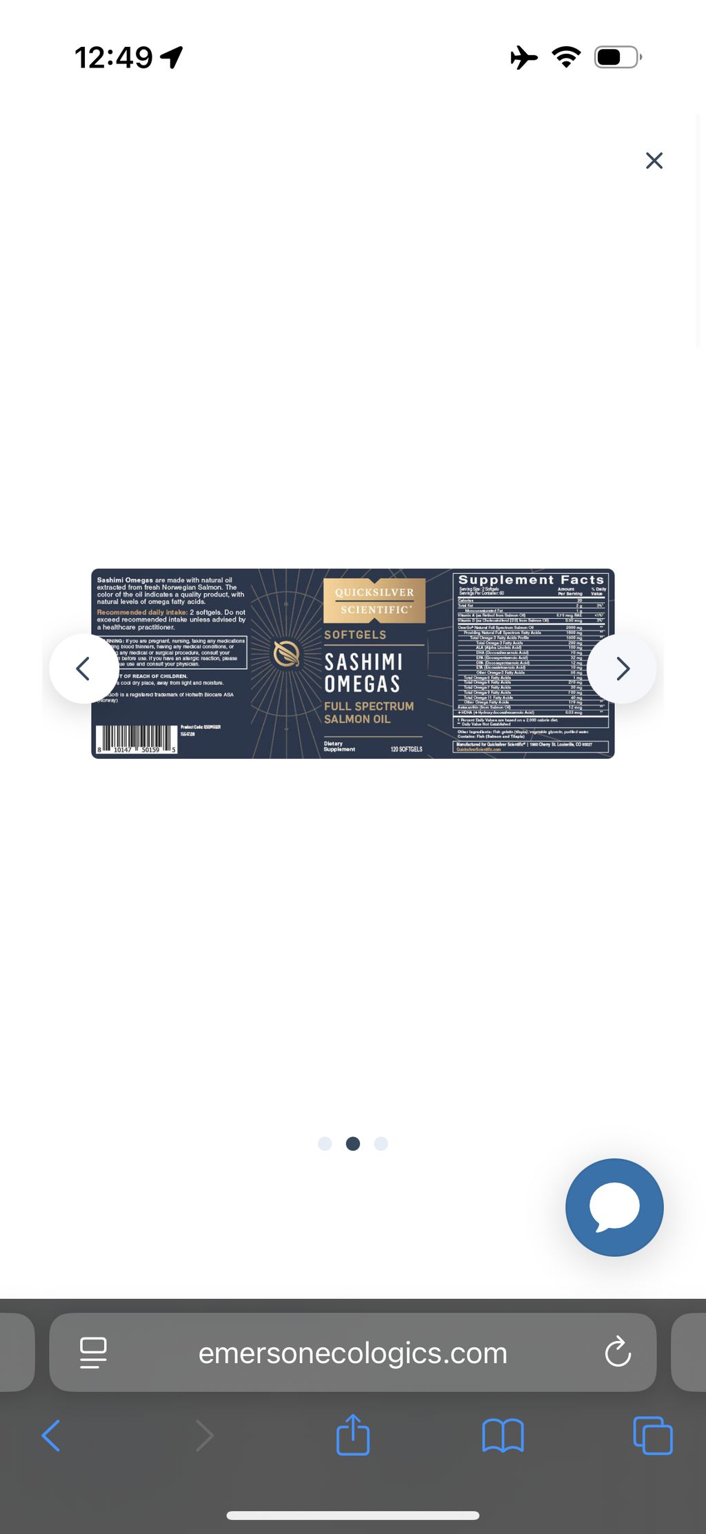 Sashimi Omegas Full Spectrum Salmon Oil
Quicksilver Scientific