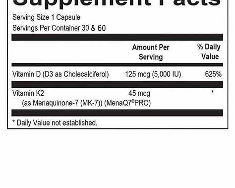 Ortho Molecular Products Vitamin K2 with D3 – 30 Capsules | 5,000 IU Vitamin D3 + 45 mcg K2