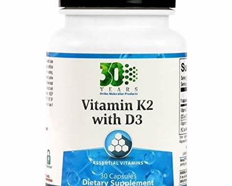 Ortho Molecular Products Vitamin K2 with D3 – 30 Capsules | 5,000 IU Vitamin D3 + 45 mcg K2