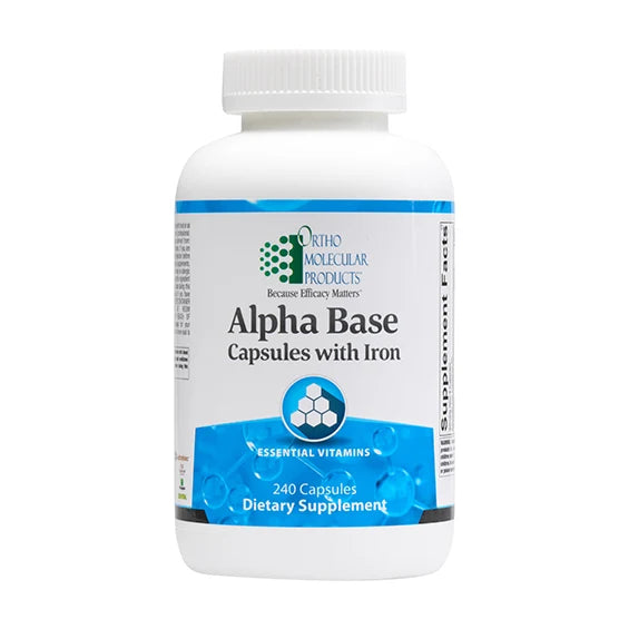 Ortho Molecular Products Alpha Base Capsules with Iron — 240 Capsules