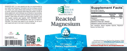 (2pk) Ortho Molecular Products Reacted Magnesium – 60 Capsules (2pk)